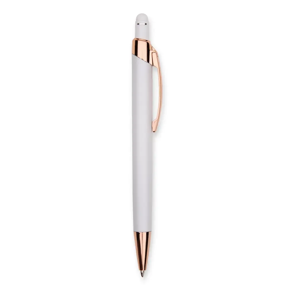 Caneta metal touch personalizada com gravação estendida branca