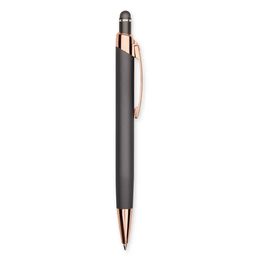 Caneta metal touch personalizada com gravação estendida cor chumbo