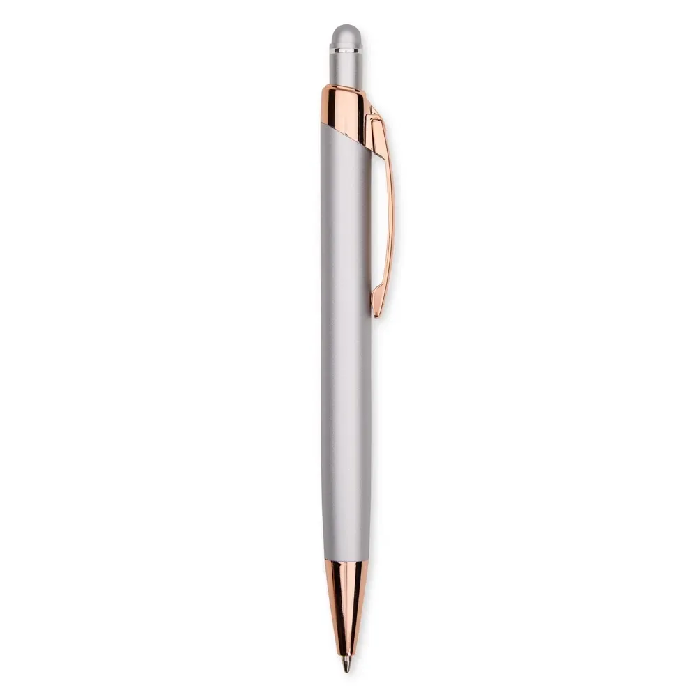 Caneta metal touch personalizada com gravação estendida prata