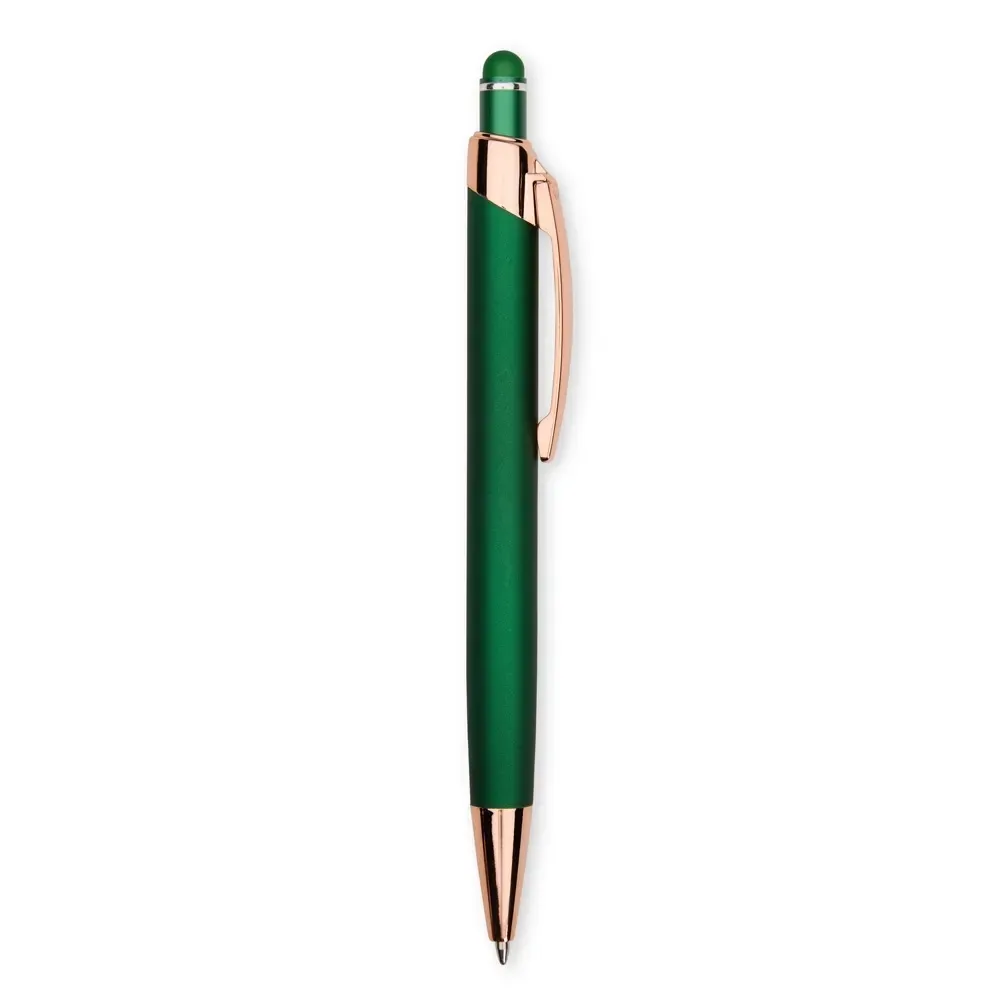 Caneta metal touch personalizada com gravação estendida verde