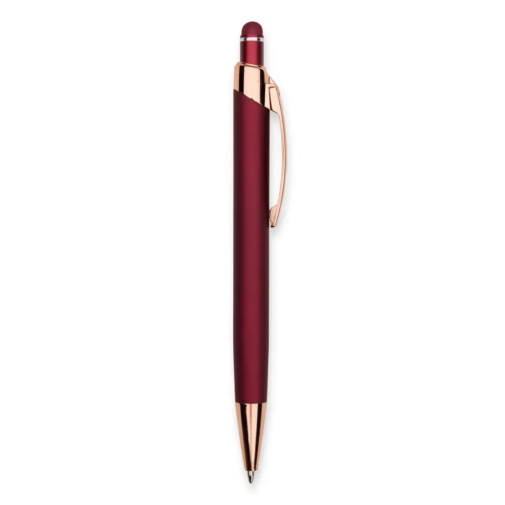 Caneta metal touch personalizada com gravação estendida vinho