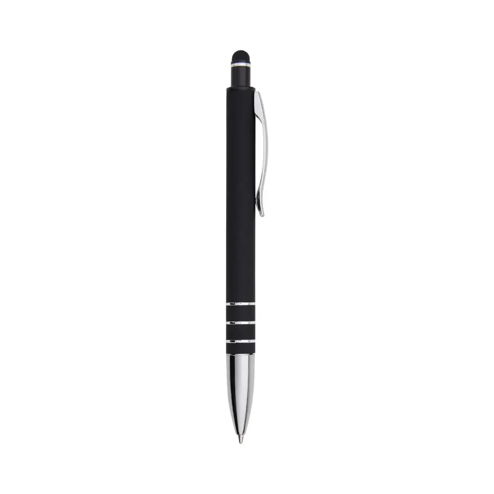 Caneta metal touch personalizada preta — vista frontal