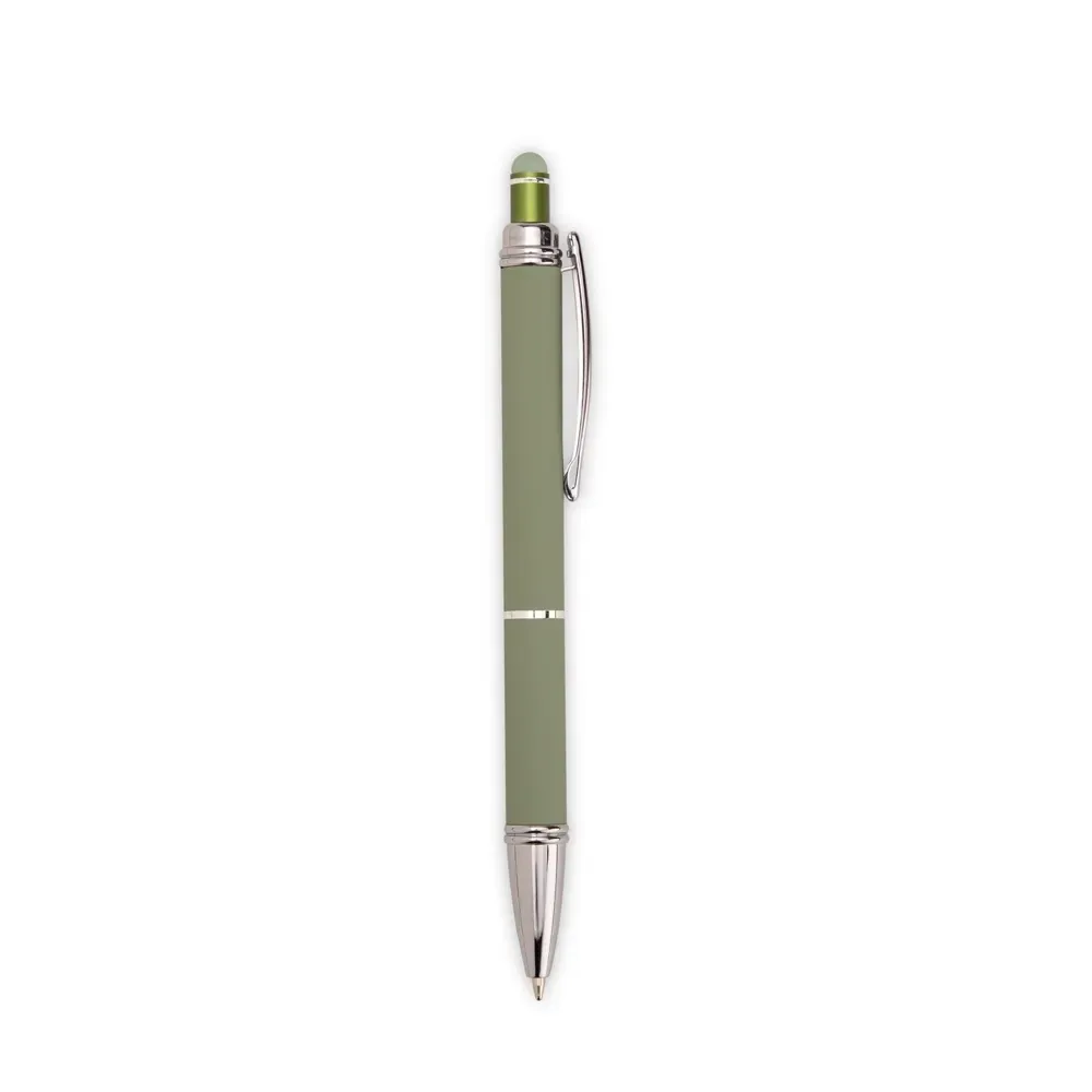 Caneta metal touch personalizada pintura emborrachada verde