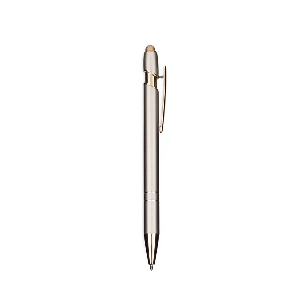 Caneta Metal Touch Topo Emborrachado personalizada champagne