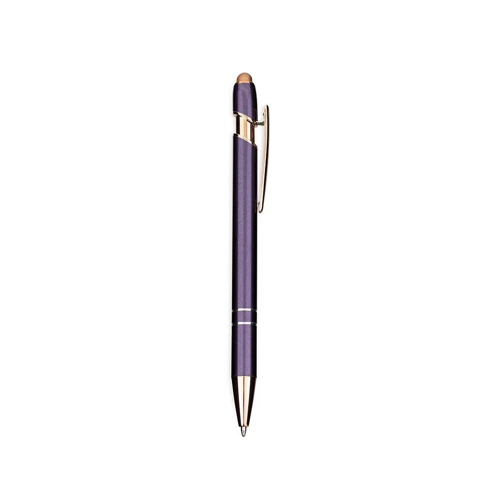 Caneta Metal Touch Topo Emborrachado personalizada roxa