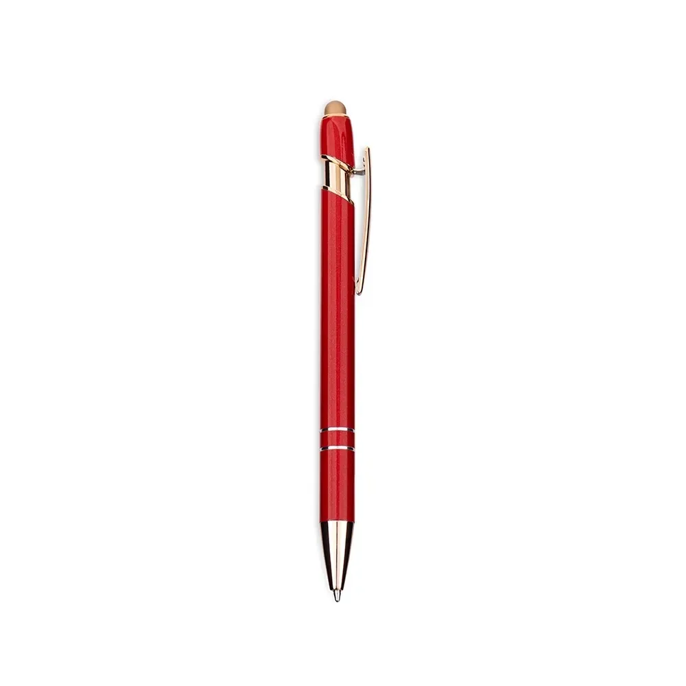 Caneta Metal Touch Topo Emborrachado personalizada vermelha