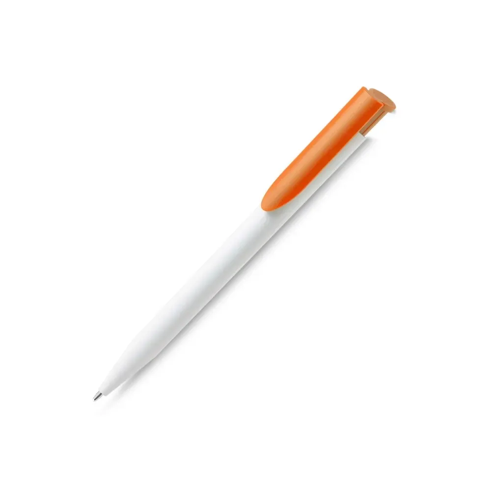 Caneta plástica personalizada laranja, 14,1cm