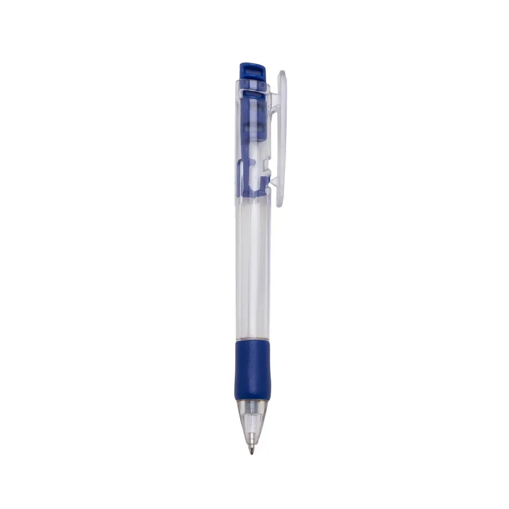 "Caneta plástica personalizada azul"