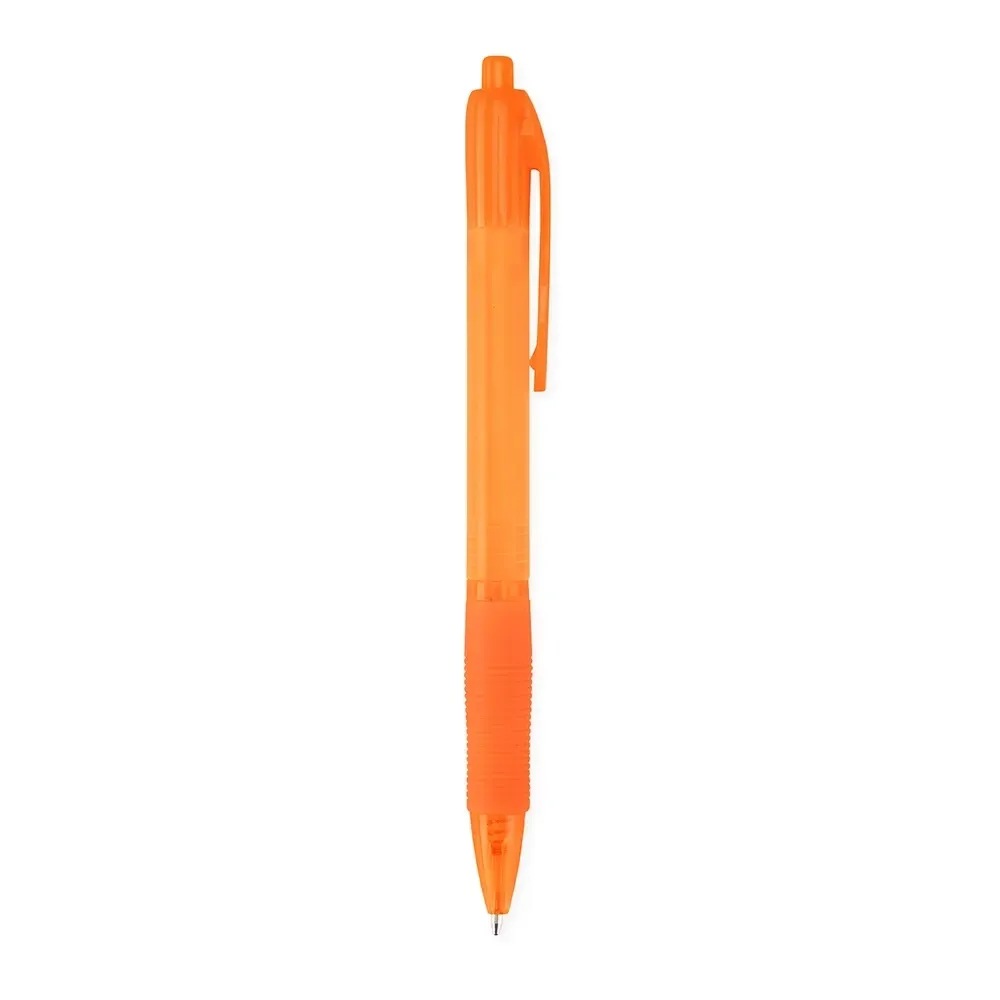 Caneta plástica personalizada acabamento fosco laranja
