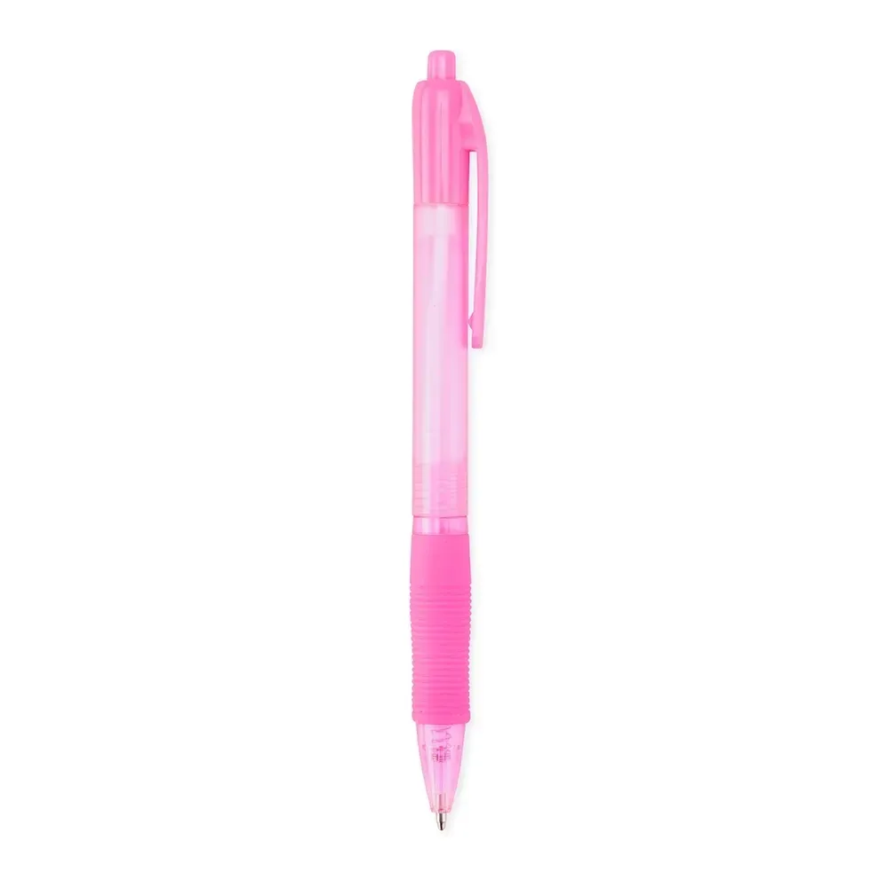 Caneta plástica personalizada acabamento fosco rosa