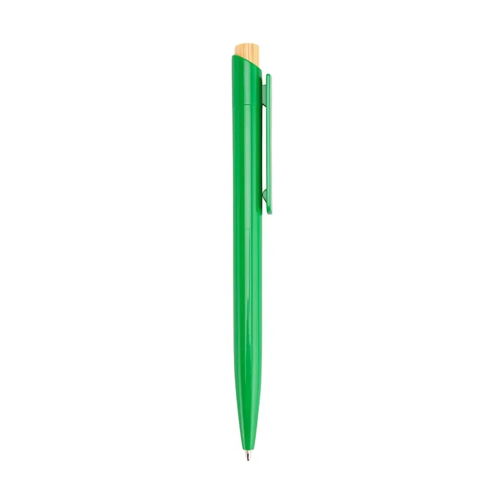 Caneta plástica personalizada acionador bambu verde
