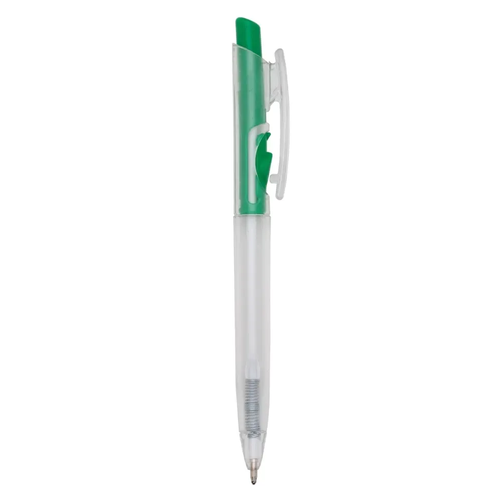 Caneta plástica personalizada com carga azul 1.2mm verde
