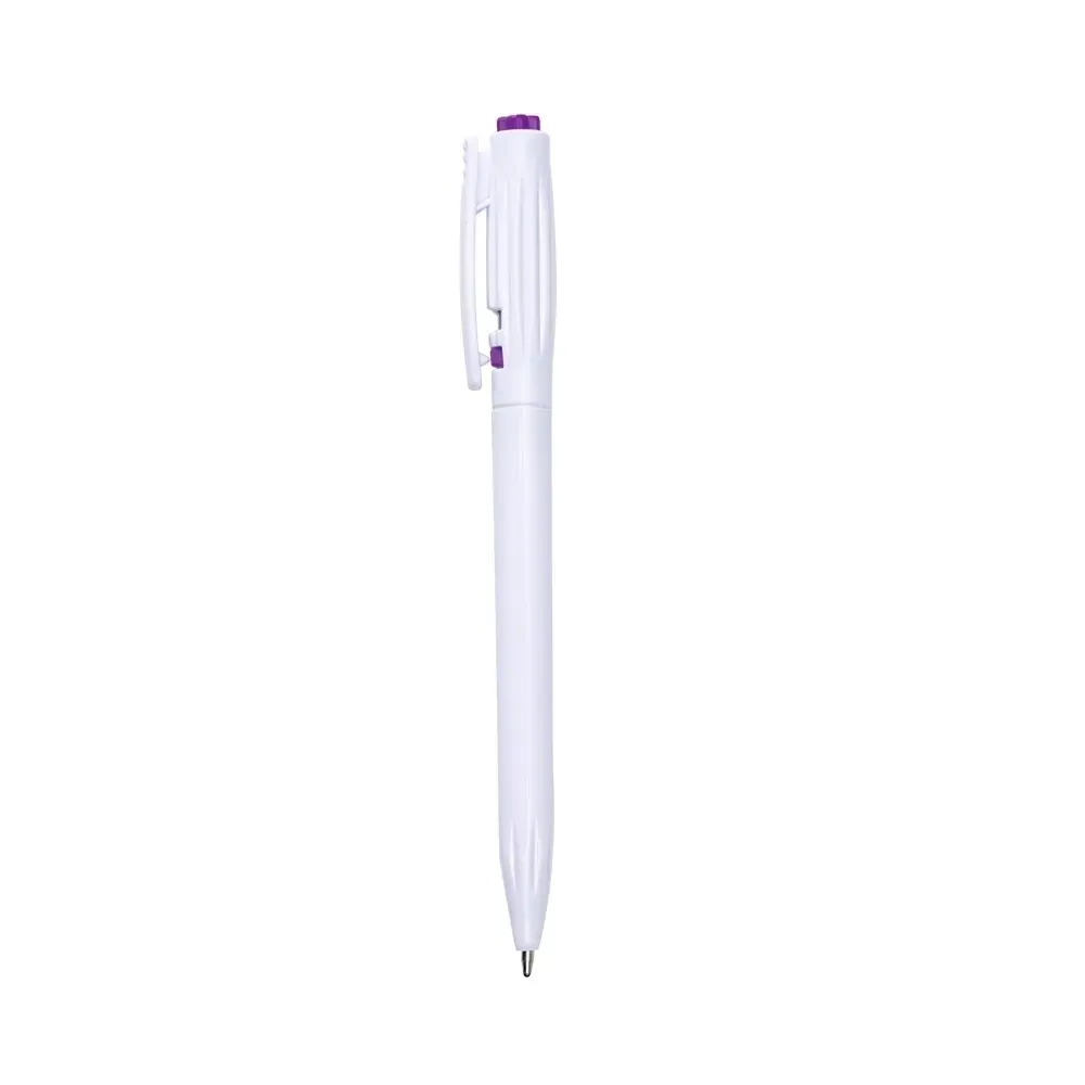 "Caneta Plástica Personalizada Carga Preta 8 Cores roxo"