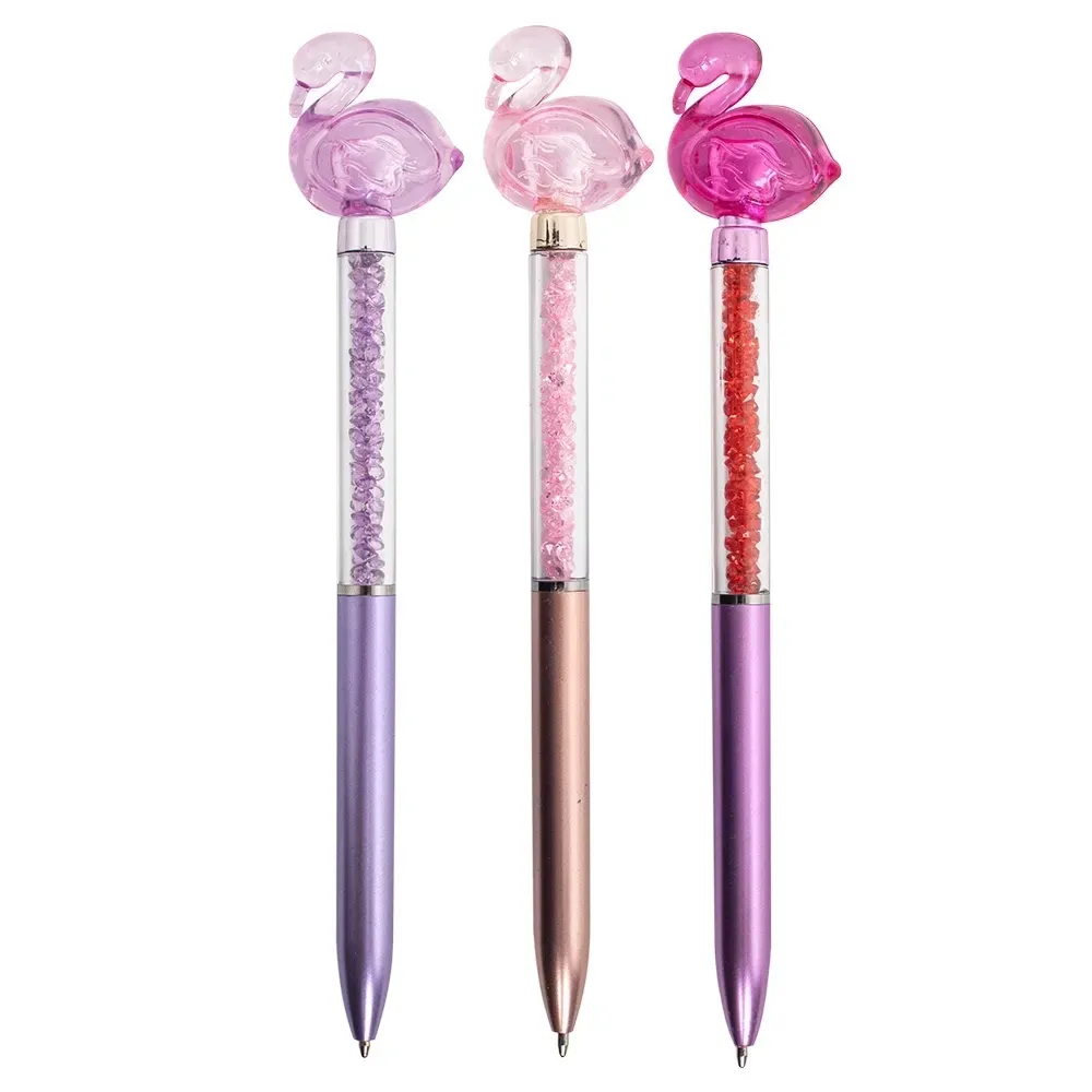"Caneta plástica personalizada cisne com strass, cores sortidas"