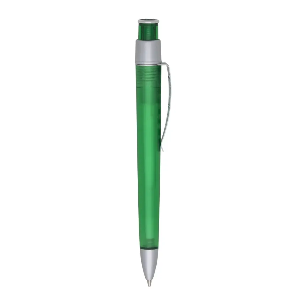 Caneta plástica personalizada com clip metálico verde