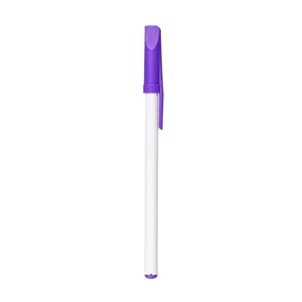 Caneta Plástica com Tampa personalizada roxa