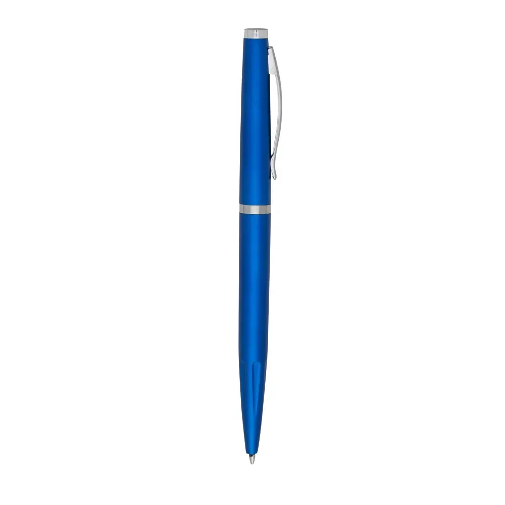 Caneta plástica compacta personalizada azul escuro