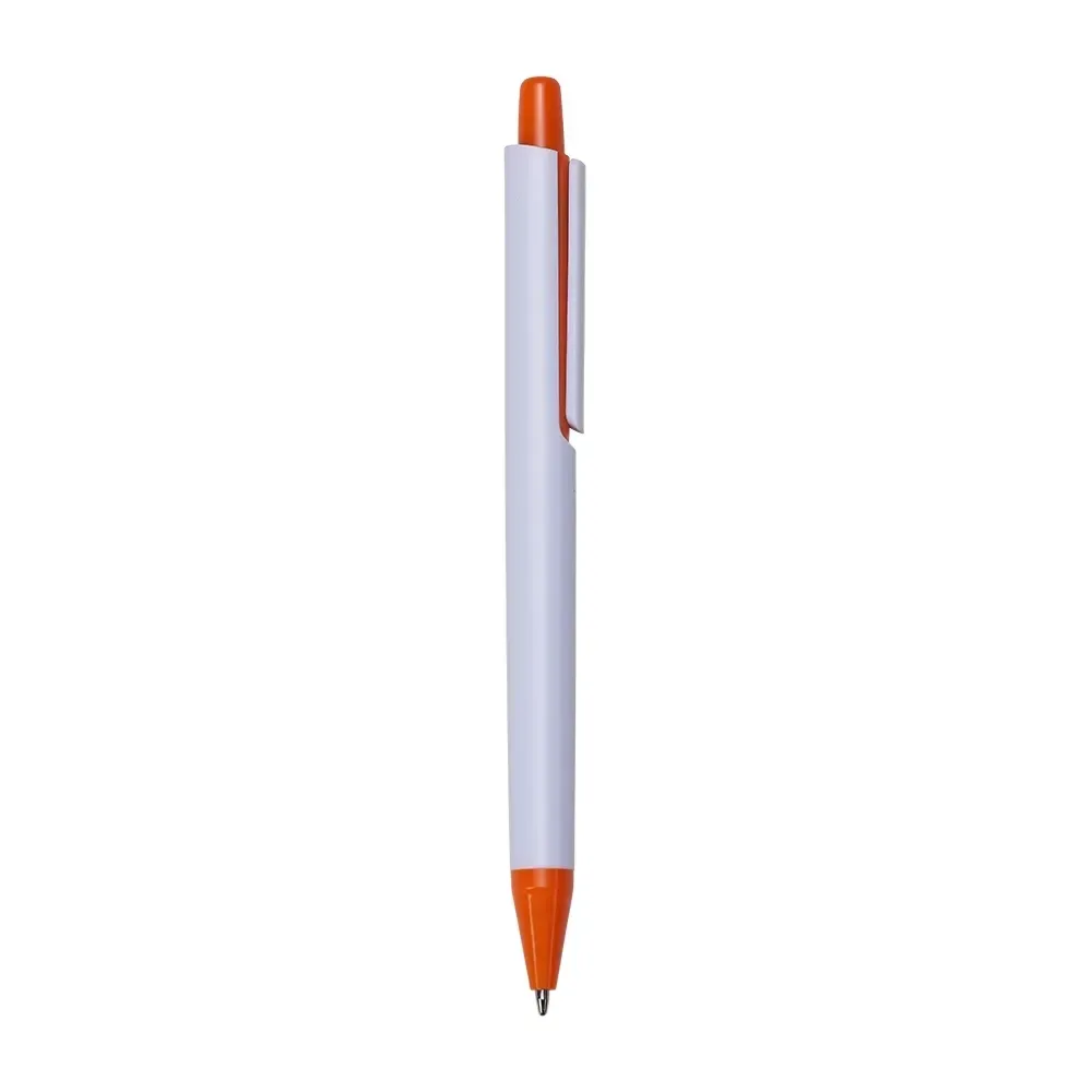 Caneta plástica personalizada na cor laranja