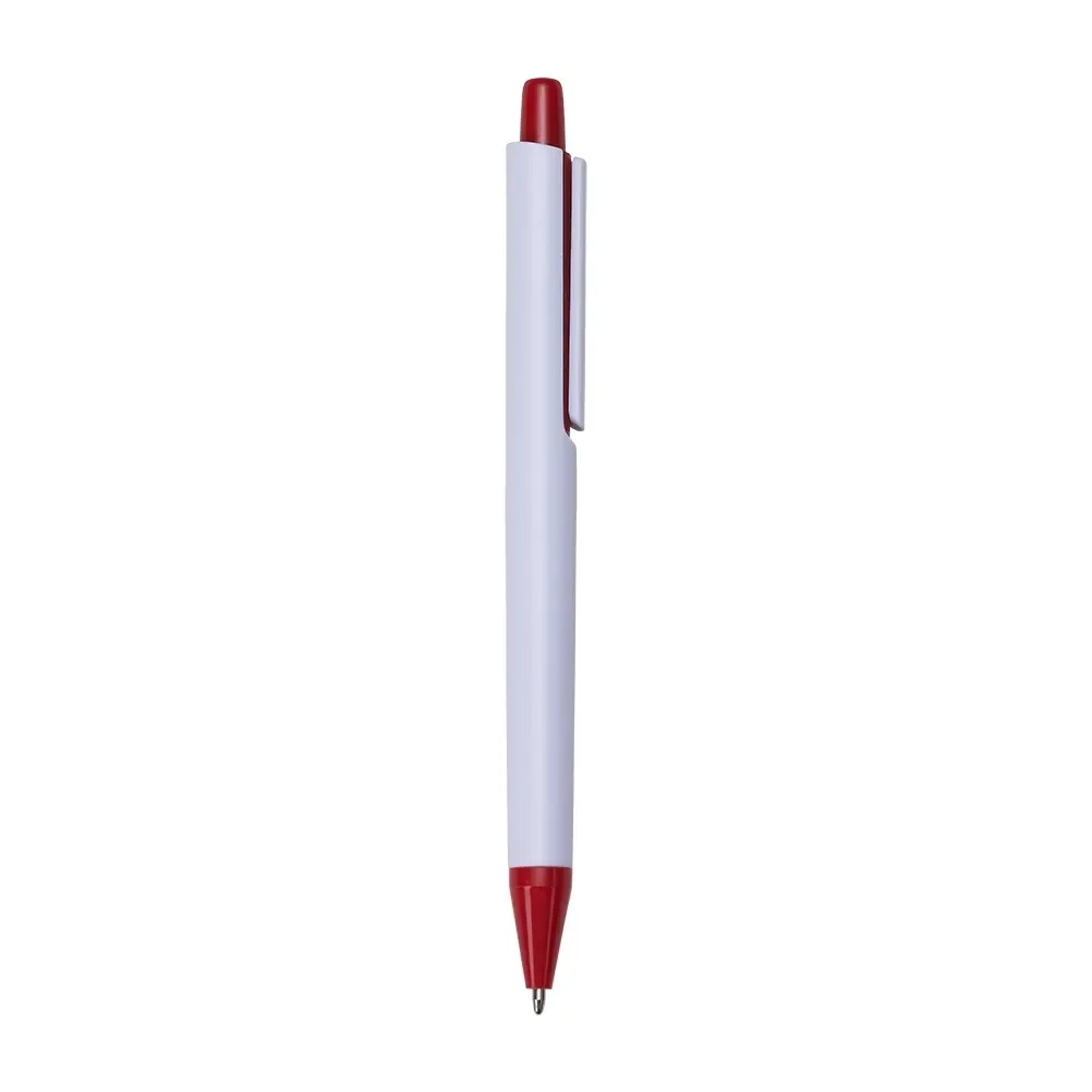 Caneta plástica personalizada na cor vermelha