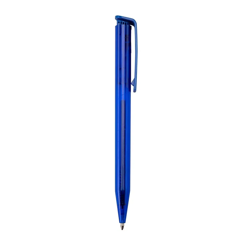 Caneta Plástica Corpo Translúcido personalizada azul