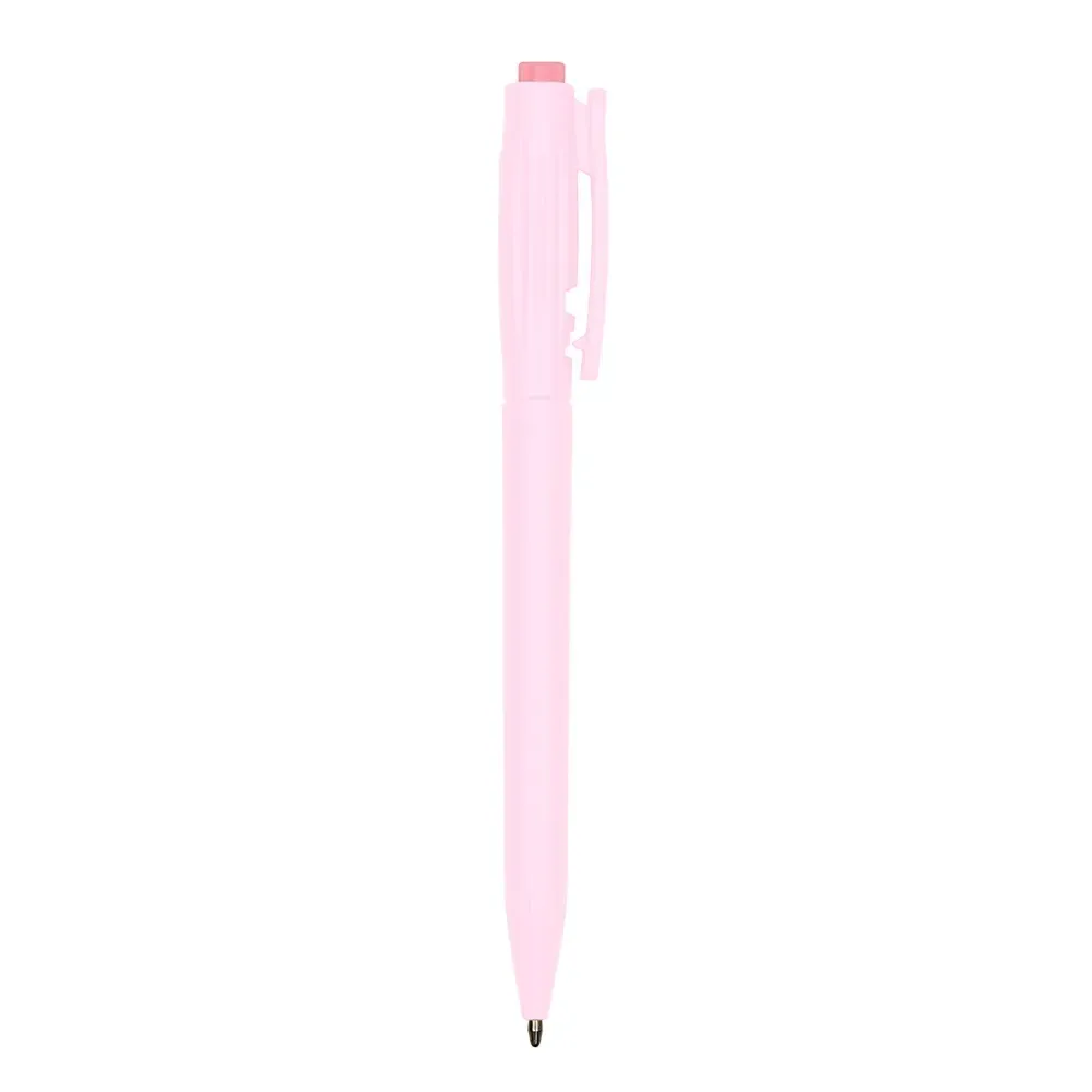 "Caneta Plástica Personalizada com Detalhes em Relevo rosa"