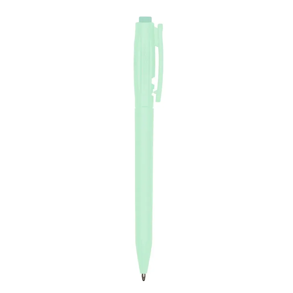 "Caneta Plástica Personalizada com Detalhes em Relevo verde"
