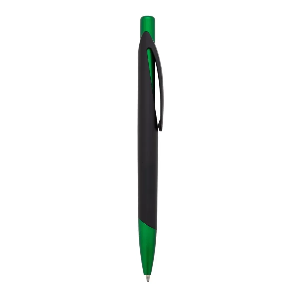 Caneta Plástica com Dupla Área de Gravação personalizada verde