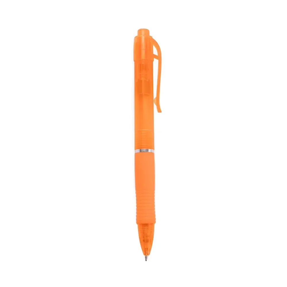 Caneta Plástica Emborrachada Fumê personalizada laranja