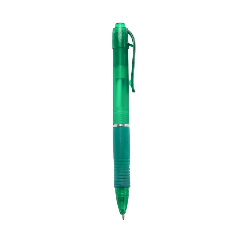Caneta Plástica Emborrachada Fumê personalizada verde