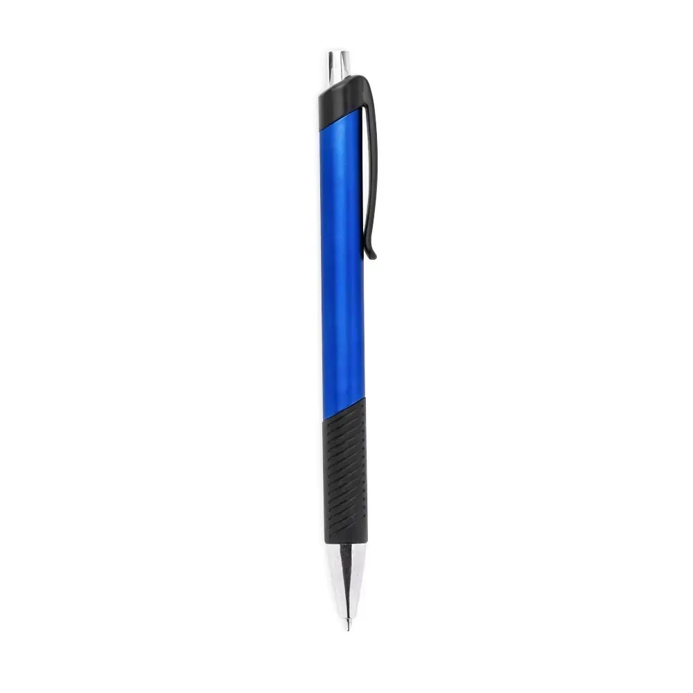 Caneta Plástica Emborrachada Ponta Grossa personalizada azul
