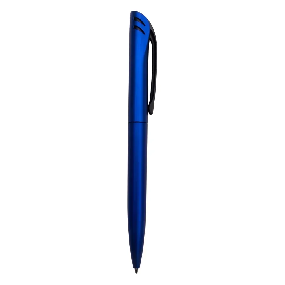 Caneta plástica personalizada giratória azul