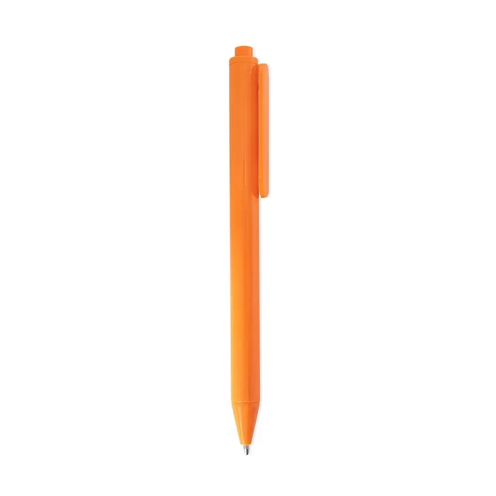 Caneta plástica personalizada gravação dupla laranja
