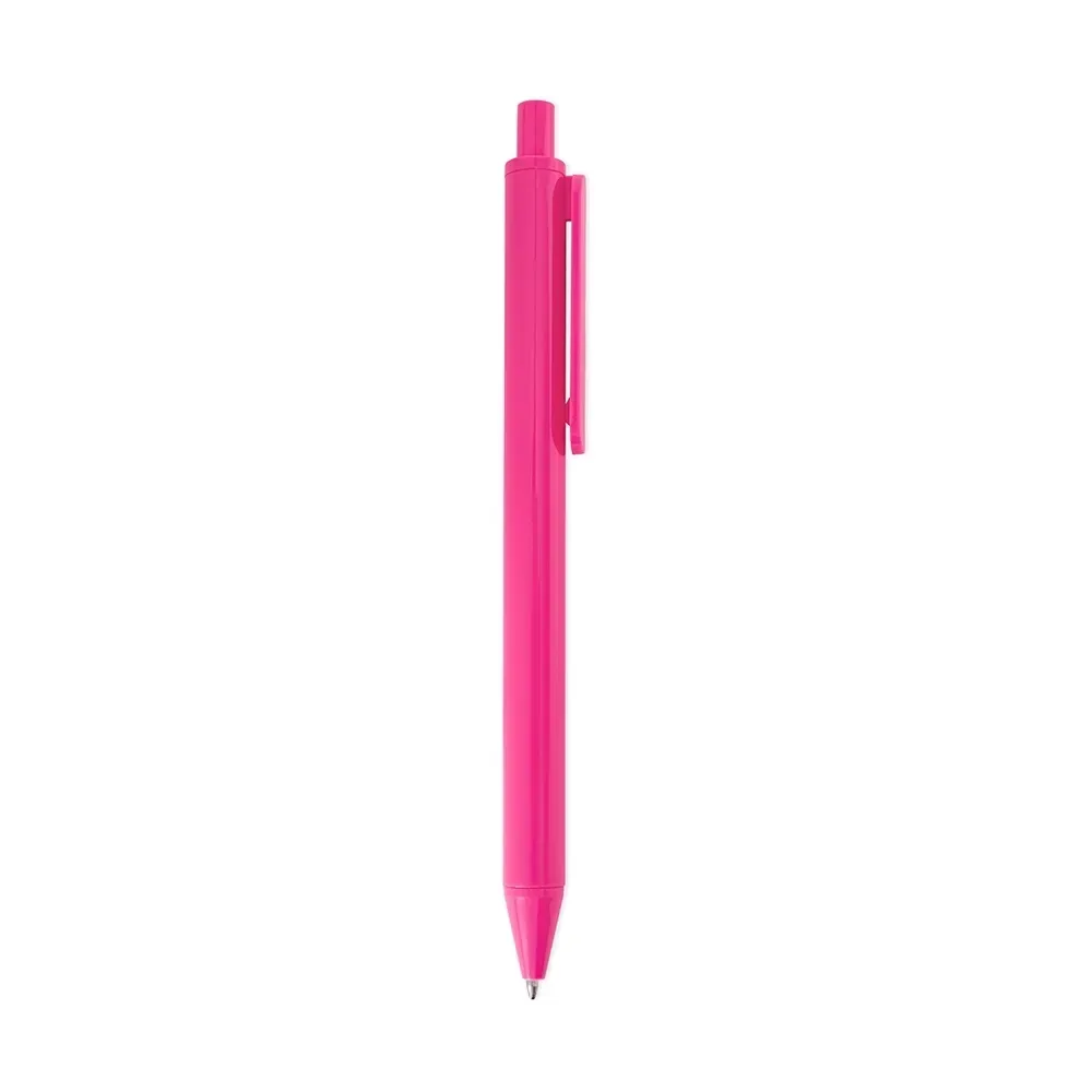 Caneta plástica personalizada gravação dupla rosa
