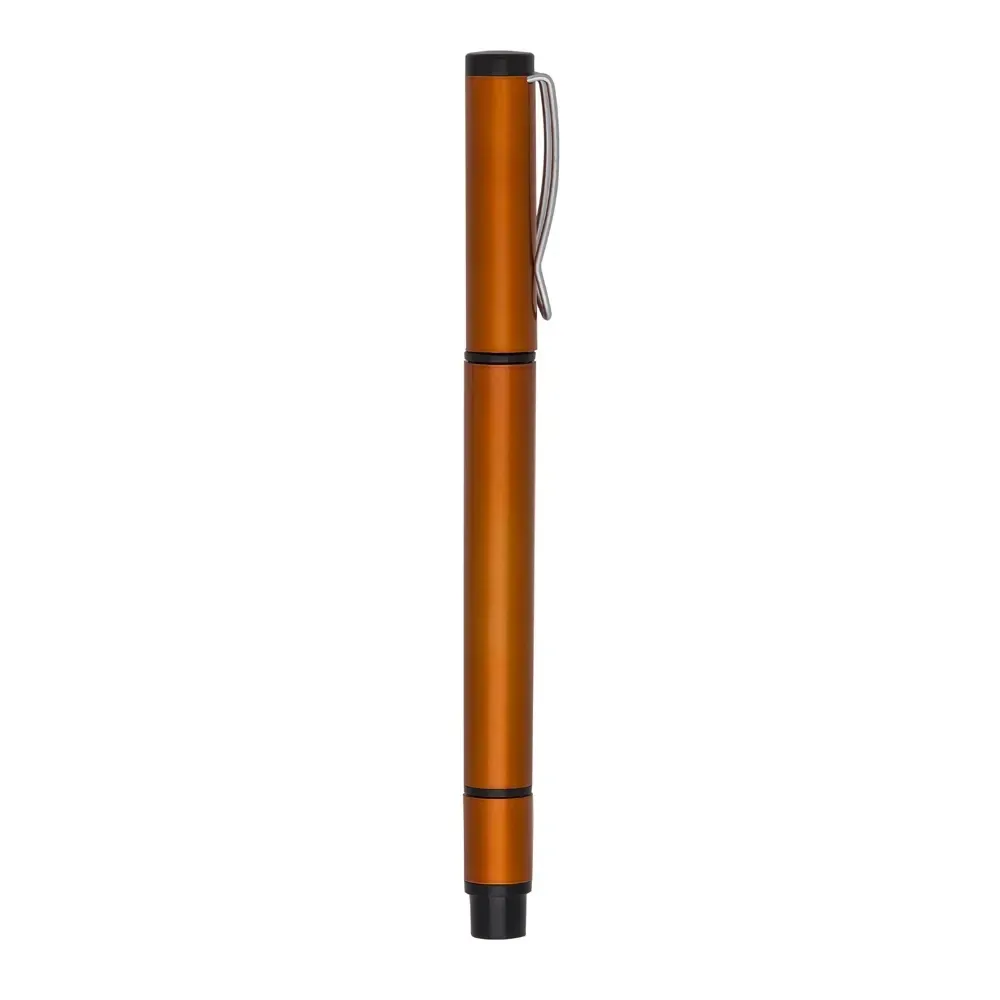 Caneta plástica marca texto personalizada laranja