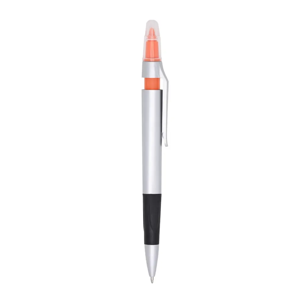 Caneta plástica marca texto personalizada laranja
