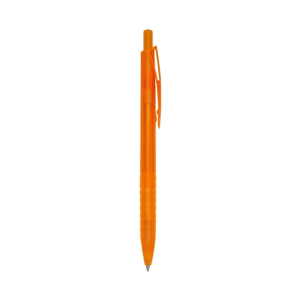 Caneta plástica personalizada translúcida laranja