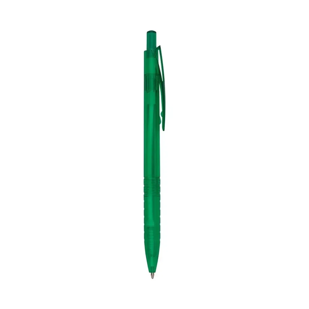 Caneta plástica personalizada translúcida verde