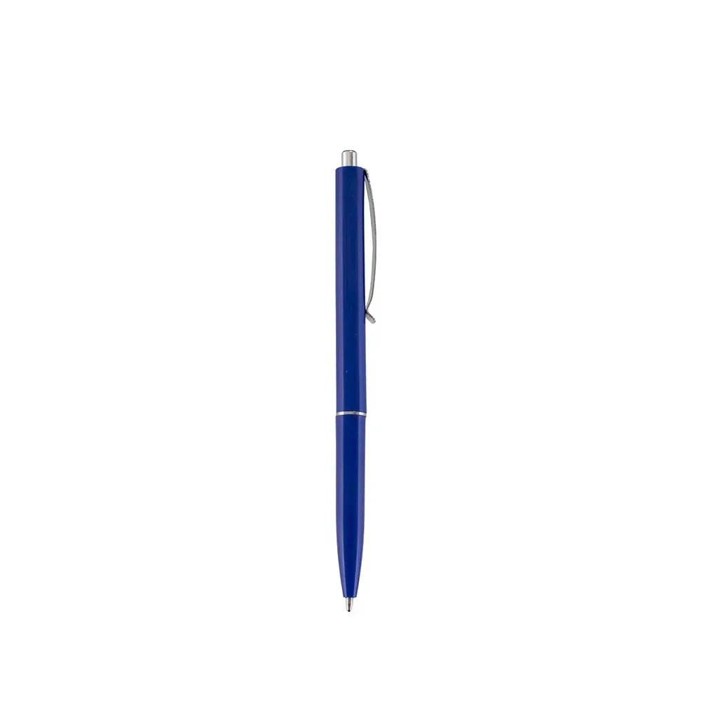 Caneta plástica personalizada ponteira e clip metal azul