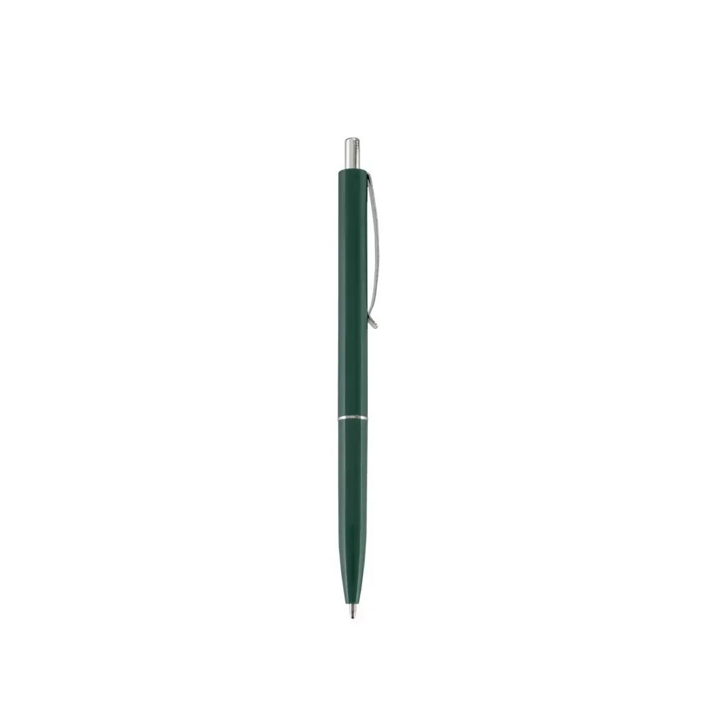 Caneta plástica personalizada ponteira e clip metal verde