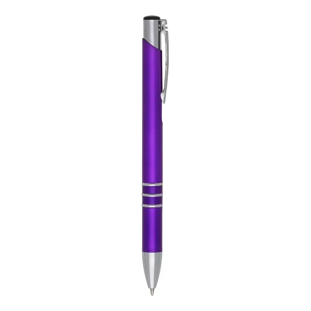 "Caneta Plástica Personalizada Tons Metalizados roxo"