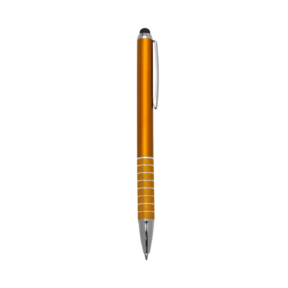 Caneta plástica touch personalizada laranja