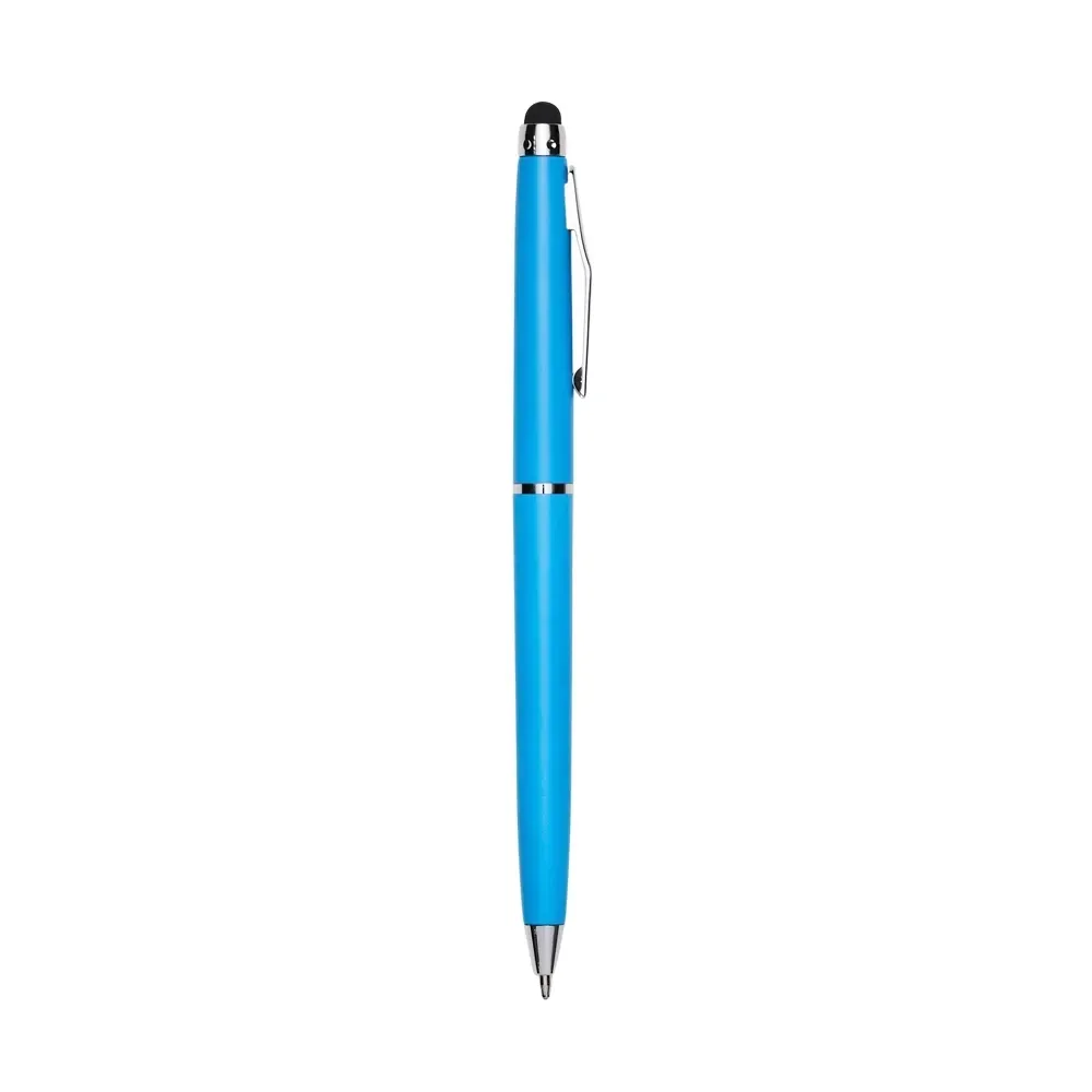 Caneta plástica touch personalizada azul claro