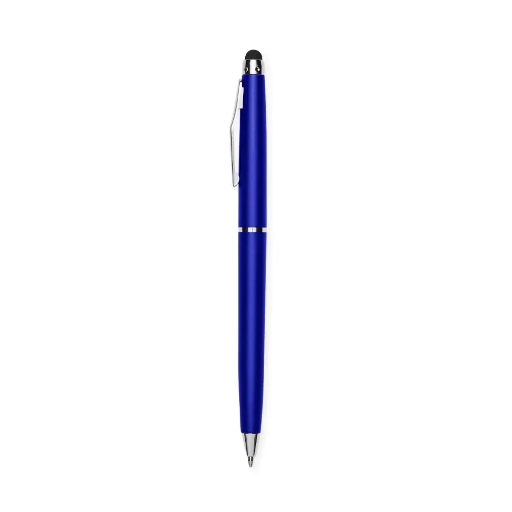 Caneta plástica touch personalizada azul escuro