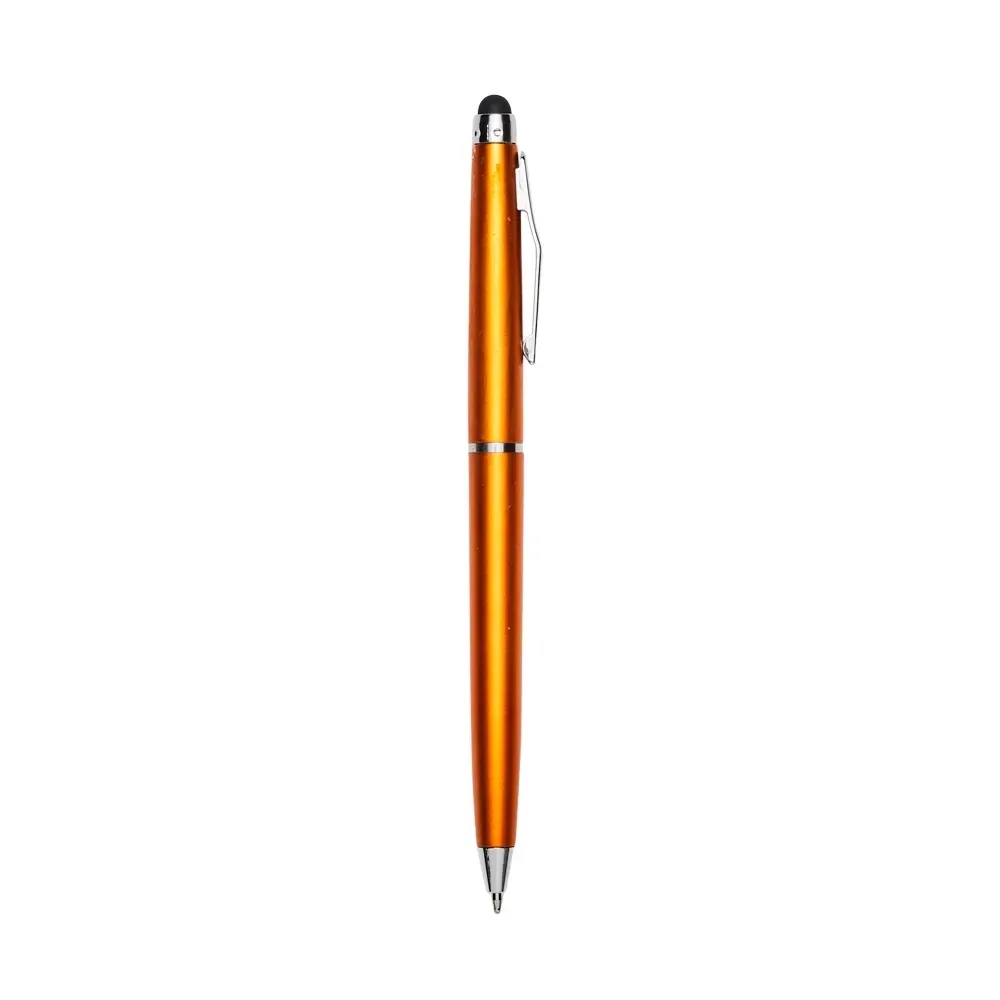 Caneta plástica touch personalizada laranja