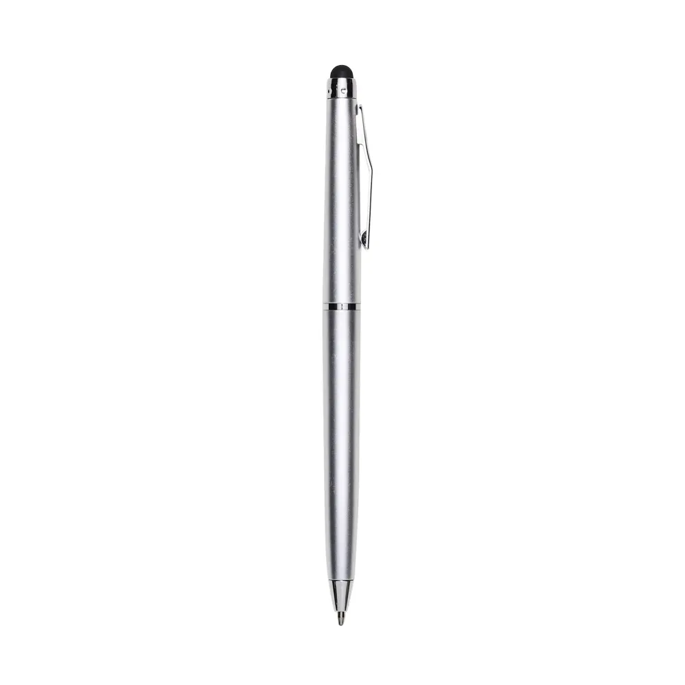 Caneta plástica touch personalizada prata