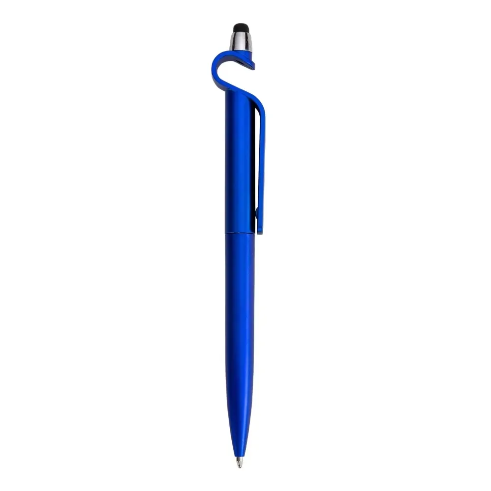Caneta Plástica Touch com Suporte personalizada azul