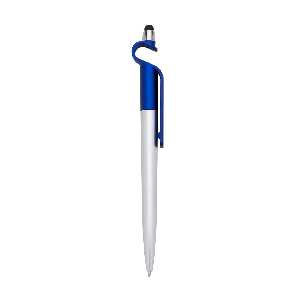 Caneta Plástica Touch com Suporte personalizada azul