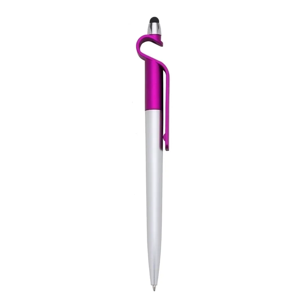 Caneta Plástica Touch com Suporte personalizada pink