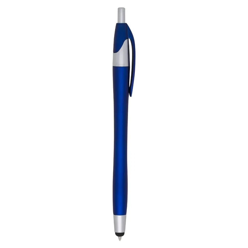Caneta plástica touch personalizada azul