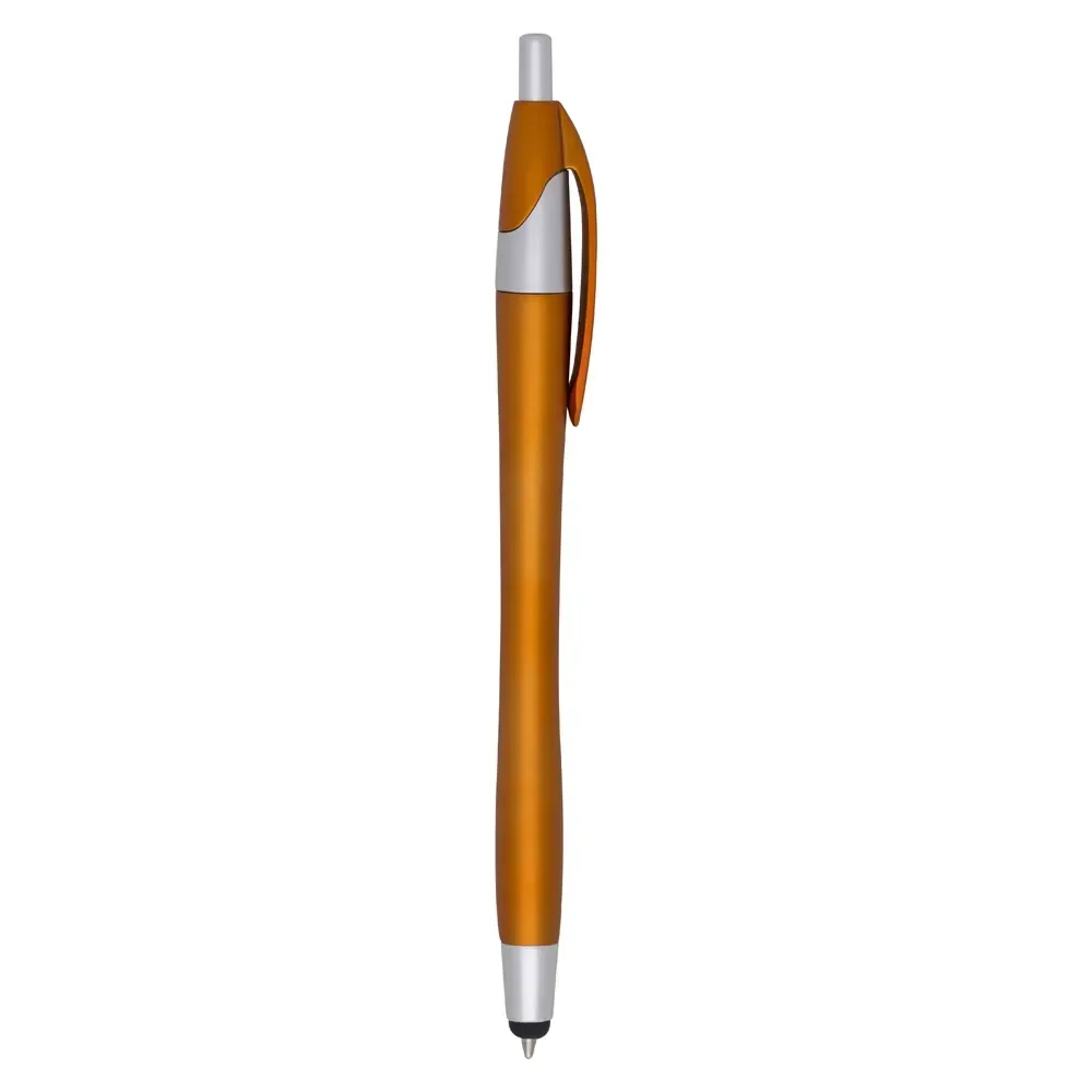 Caneta plástica touch personalizada laranja
